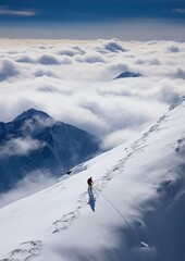 , haute-savoie, chamonix, mont blanc, climber on mer de grace glacier in mont blanc massif