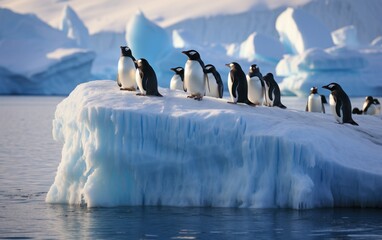 iceberg with penguins, antarctica