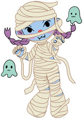 Mummy girl playing with spirits