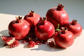 ripe pomegranates on a white background. still life.