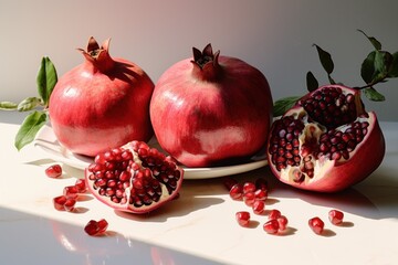 ripe pomegranates on a white background. still life.