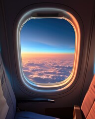 sky view through an aircraft window