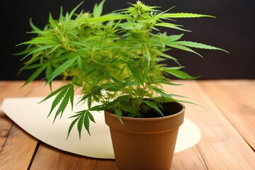 legal papers with green plant in a pot
