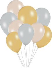 Gold, silver and light cream balloons.  Vector illustration.