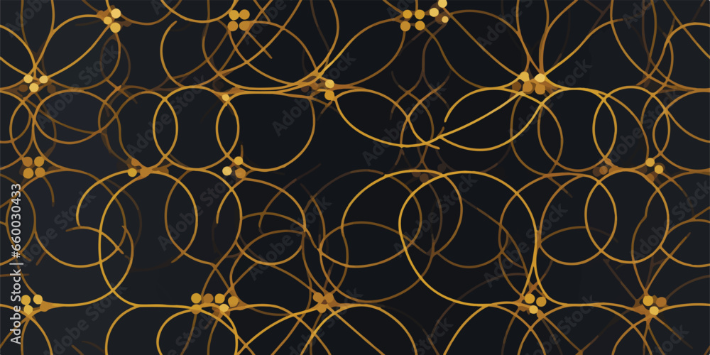 Poster luxury black gold background pattern seamless geometric line circle wave abstract design vector. chr