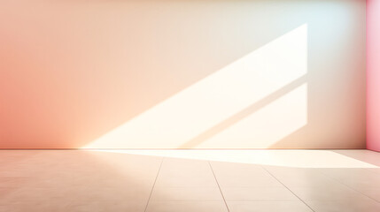 Wunderschönes originelles Hintergrundbild eines leeren Raums mit einem Spiel aus Licht und Schatten an Wand und Boden für Design oder kreative Arbeit. Generiert mit KI