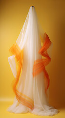 Ethereal Elegance: The Dance of Fabric and Light,orange and white silk