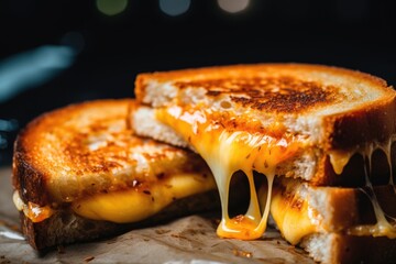 Close up of a melted cheese toast sandwich - Powered by Adobe
