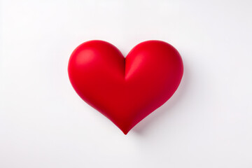 Red Heart on White Background with Space for Text