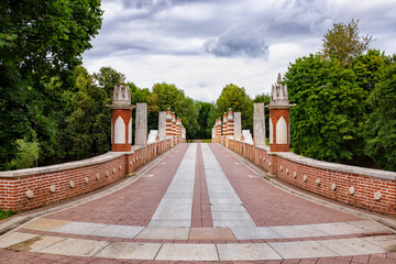 Old brick bridge with towers