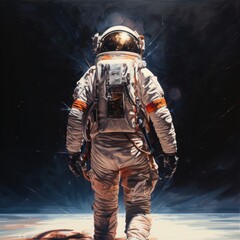 Fototapeta premium astronaut being illuminated while visiting space