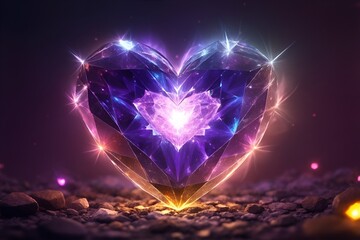 A glowing heart shape abstract background