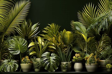 Arrère plan de plantes tropicale pour shooting photo, background pour une seance avec photographe, fond studio de foret tropicale, décoration pour restaurant dans une jungle