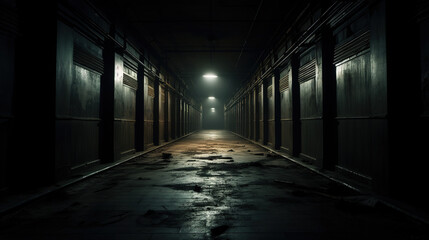 Scary photo of an empty corridor, horror image from a nightmare