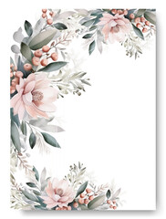 Elegant blush lotus flower on border wedding invitation card template.