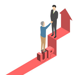 会社員の男性に助けられて成長する高齢男性・アイソメトリック