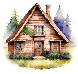 Drewniany domek chatka ilustracja