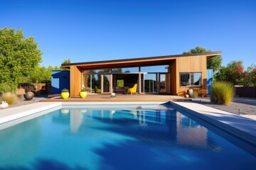 Fototapeta premium a modern second home under a clear blue sky