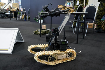 Autonomous tracked robot for exploring hazardous areas displayed at weapons and defence fair