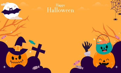 Cute Happy Halloween Copy Space Banner Background