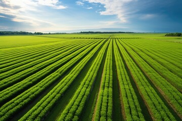 rows of solar panels in a green field