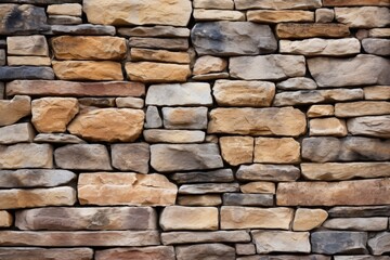 close-up of a well-designed dry-stack stone wall