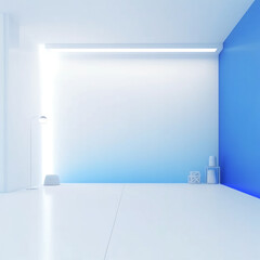 Background walls Blue podium mockup with gallery empty stand for podium or studio showroom product presentation stand