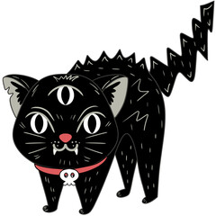 Three-eyed black cat