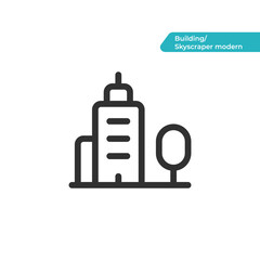 Skyscraper modern. Building icon. Modern, simple flat vector illustration for web site or mobile app	