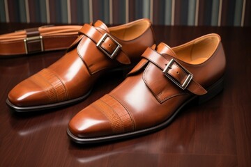 leather mens shoes paired with matching belt