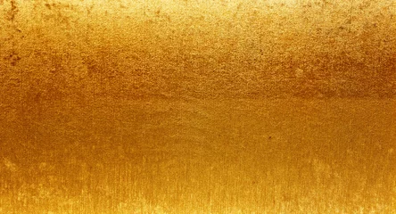 Foto op Canvas shiny gold fabric wallpaper looks like metal use as background texture for luxury, rich mood and tone. gold glitter texture background sparkling shiny wrapping paper for decoration. © WONGSAKORN