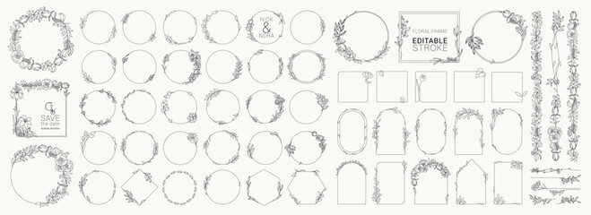 Set of Thin Line vintage frame and corners icon. Vector illustration - 660037441