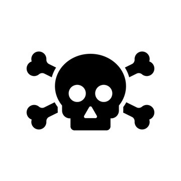 Human skull and crossbones. Death, danger or poison symbol. Flat style concept vector illustration icon for signs, apps, and websites isolated on white background