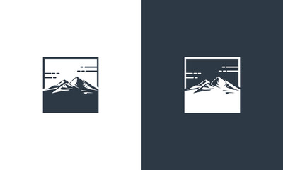 Mountain Landscape Silhouette for Outdoor Travel adventure Vintage logo design