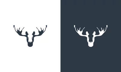 Gordijnen Vector deer head silhouette  © anello