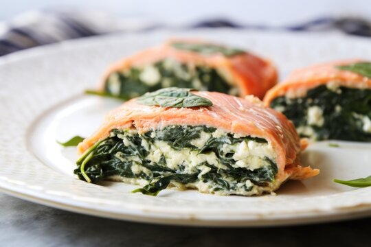 Salmon Fillet Stuffed With Spinach And Ricotta Cheese