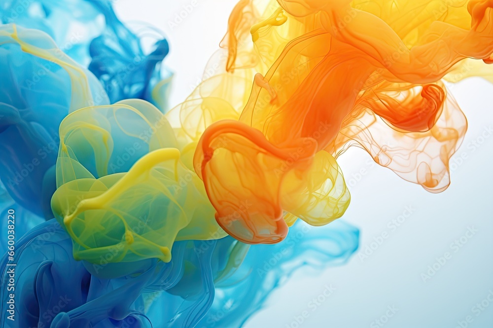 Aufkleber a close up view of a multicolored substance in water. generative ai