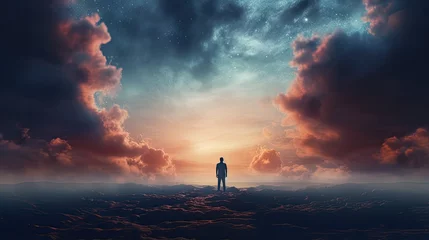 Foto op Canvas alone man looking at heaven © neirfy