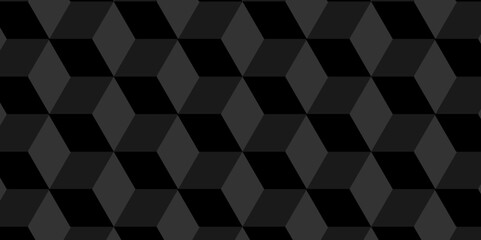Obraz premium Abstact Black cube triangle geometric square seamless background. Seamless blockchain technology pattern. Vector illustration pattern with blocks. Abstract geometric design print of cubes pattern.