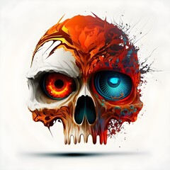 skull angry eyes realistic eyes vector illustration white background bright bold colors 