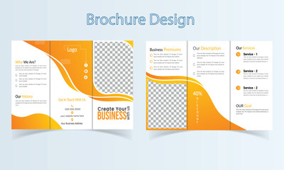 Trifold Brochure Design Layout with yellow  Accent