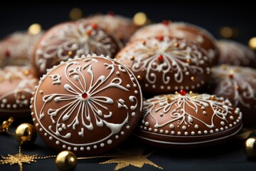 beautifully decorated festive cookies for the christmas holiday season, generative ai