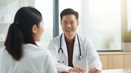 patient consult with doctor in uniform in hospital