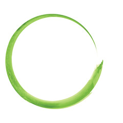 Hand-drawn watercolor illustration. Watercolor brush stroke. Round shaped frame. Green color. Vector element for any design work.