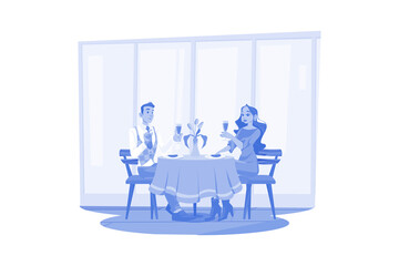 Couple having dinner together at a restaurant