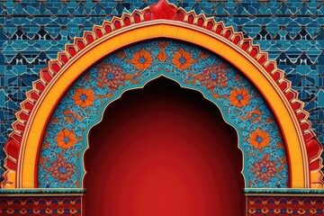 Moorish Arch Wall Background - obrazy, fototapety, plakaty