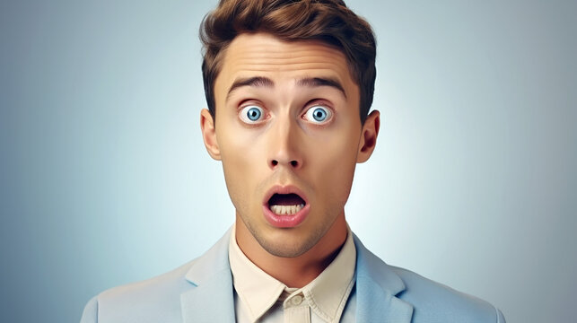 geschäftsmann wird überrascht und schaut dumm drein