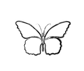 Minimal Butterfly illustration. Simple butterfly draw in stylized ink brush drawing vector design.