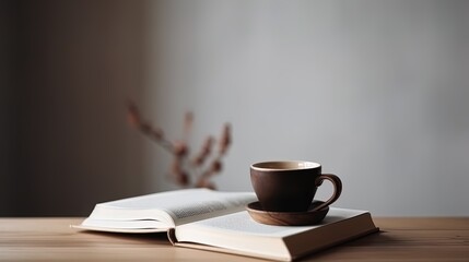 Hot coffee with books on table knowledge education background WORLD BOOK AND COPYRIGHT DAY