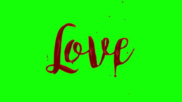 Love letter word text in red blood dripping effect seamless loop animation